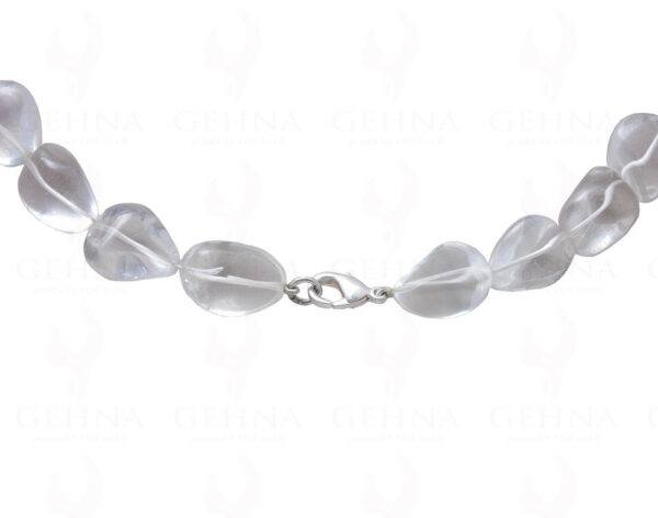 Rock-Crystal Gemstone Tumble Bead Necklace With Silver Element NS-1044