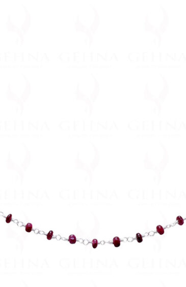 African Ruby Gemstone Bead Chain Linked In .925 Silver – Silver Polish CP-1045