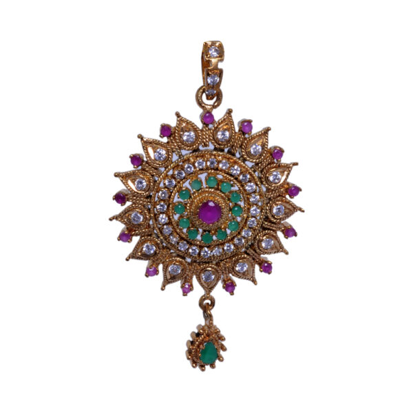 Ethnic Cubic Zirconia & Multicolor Studded Trendy Pendant Set FP-1045