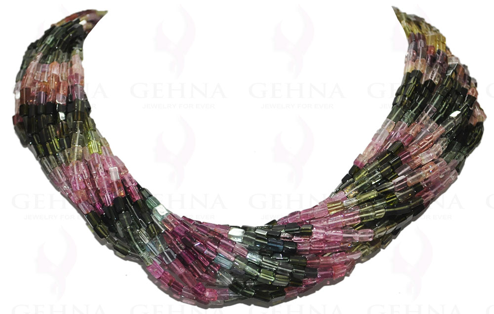 30 Rows of Multi Color Tourmaline Gemstone Chopasa Shaped Bead Necklace NS-1045