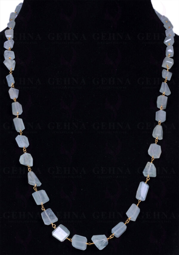 28" Aquamarine Faceted Tumble Chain In .925 Sterling Silver CS-1045