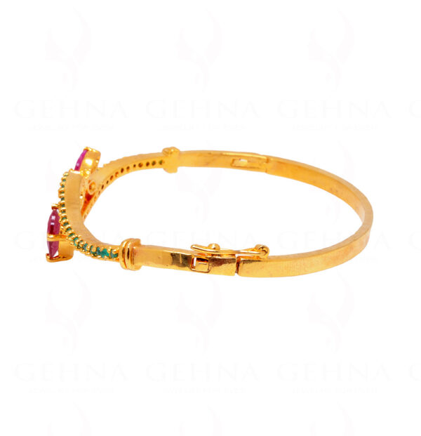 Ruby & Emerald Stone Studded Yellow Gold Plated Stylish bracelet FB-1045