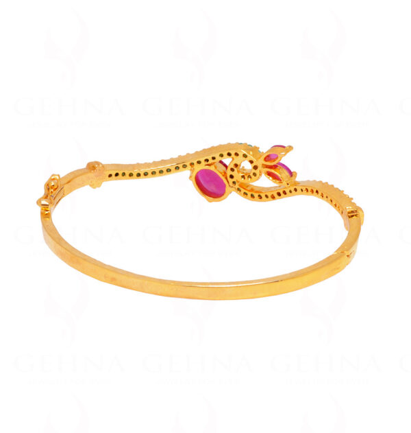 Ruby & Emerald Stone Studded Yellow Gold Plated Stylish bracelet FB-1045