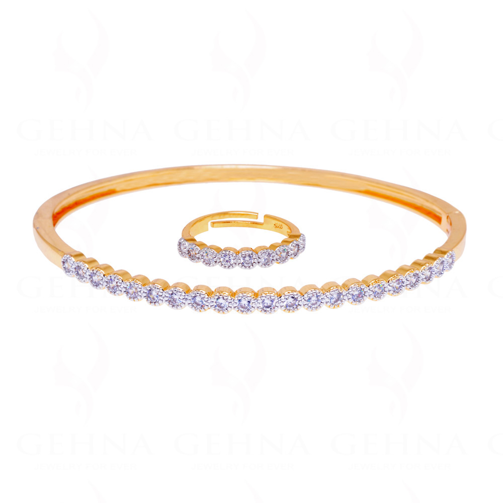 Combo Offer - Sparkling Cubic Zirconia Studded Stylish bracelet & Ring FB-1046