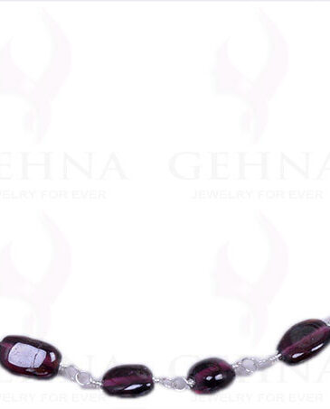 Garnet Gemstone Oval Bead Chain In .925 Sterling Silver CS-1046