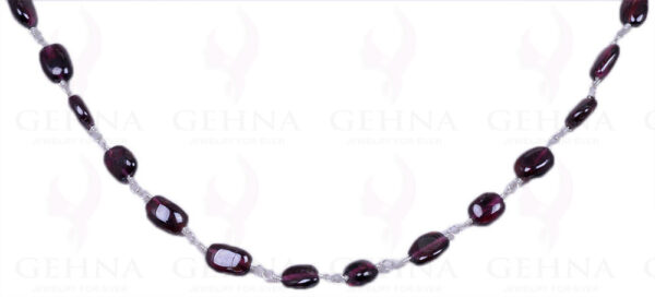 Garnet Gemstone Oval Bead Chain In .925 Sterling Silver CS-1046