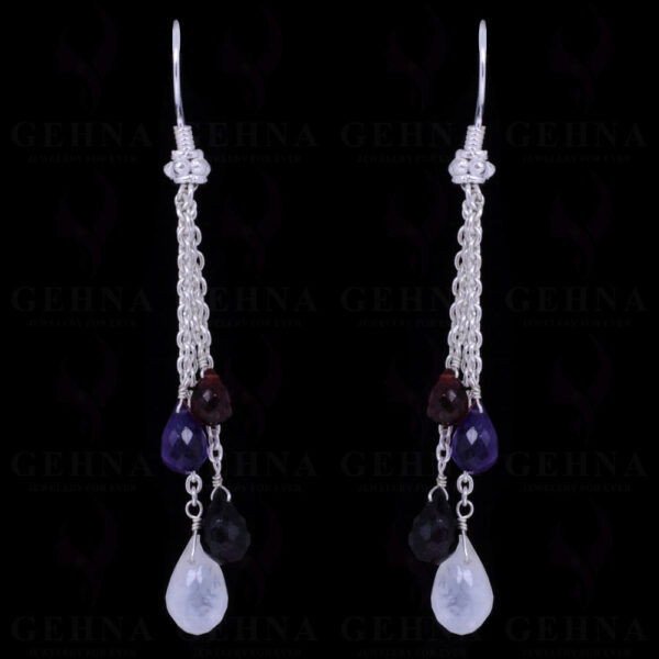 Amethyst, Moonstone, Black Spinel & Garnet Gemstone Earrings ES-1046