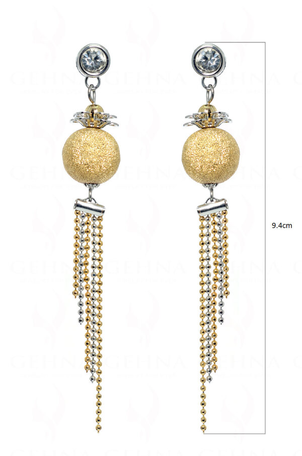 Zircon & Simulated Diamond Studded Golden Ball Shaped Earrings FE-1046