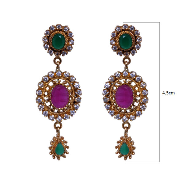 Ethnic Cubic Zirconia & Multicolor Studded Elegant Pendant Set FP-1046