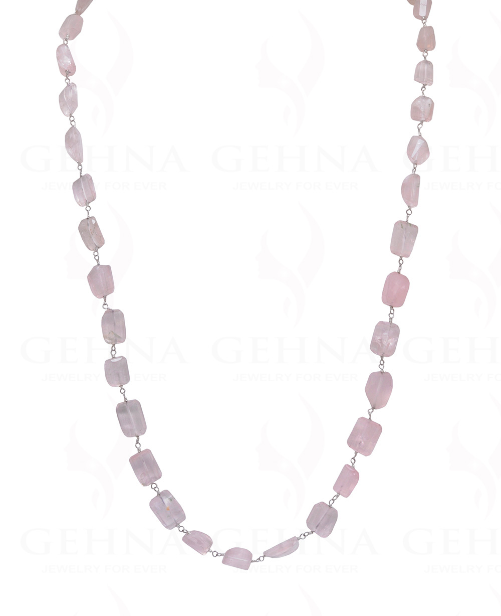 26" Rose Quartz Gem Tumble Chain In .925 Sterling Silver CS-1047