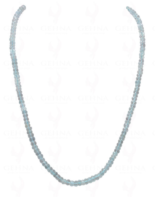 Aquamarine Gemstone Round Faceted Bead String Necklace NS-1047