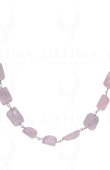 26″ Rose Quartz Gem Tumble Chain In .925 Sterling Silver CS-1047