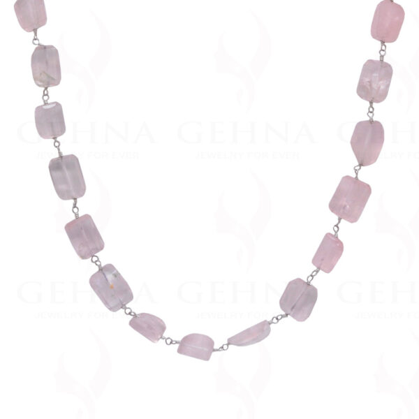 26" Rose Quartz Gem Tumble Chain In .925 Sterling Silver CS-1047