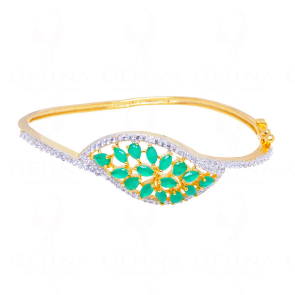 Emerald & Cubic Zirconia Studded Designer Bracelet FB-1047