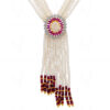 Ruby & Pearl Pendant With 5 Rows Tassel Necklace & Earrings Set FN-1047