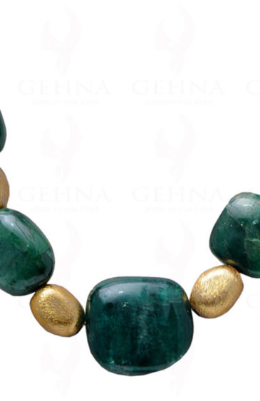 Emerald Gemstone Tumbles With Gold Plated .925 Solid Silver Elements NP-1047