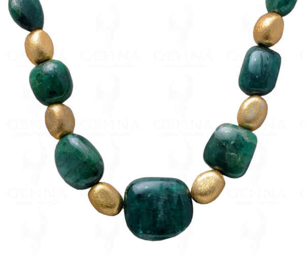 Emerald Gemstone Tumbles With Gold Plated .925 Solid Silver Elements NP-1047