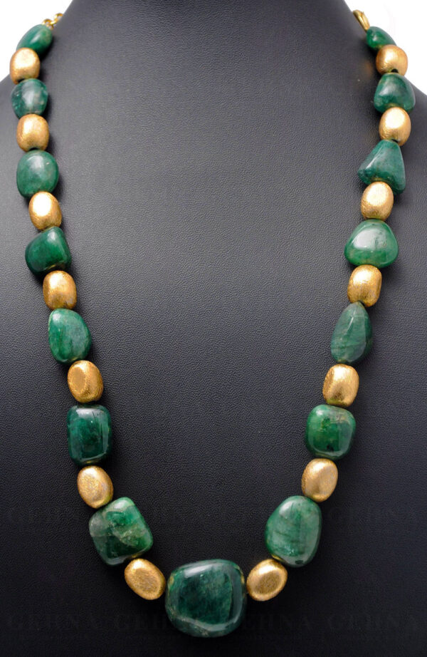 Emerald Gemstone Tumbles With Gold Plated .925 Solid Silver Elements NP-1047