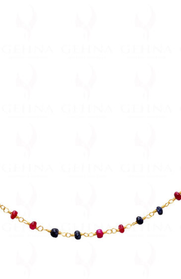 Ruby, Sapphire Precious Gemstone Bead Chain Linked In .925 Sterling Silver CP-1048