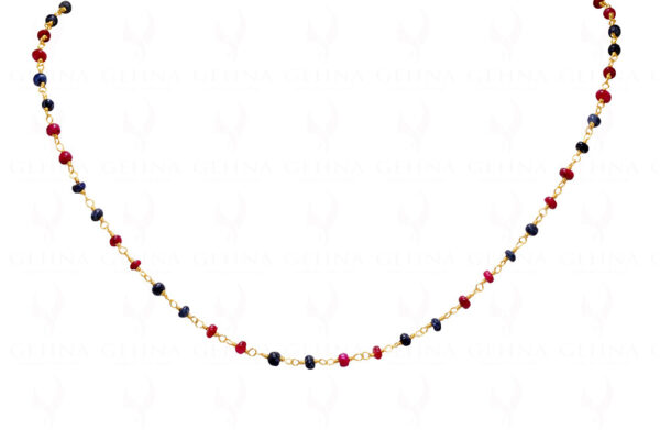 Ruby, Sapphire Precious Gemstone Bead Chain Linked In .925 Sterling Silver CP-1048