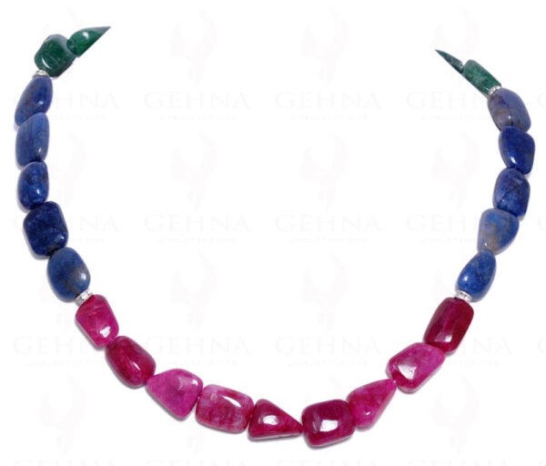 Emerald, Ruby & Sapphire Gemstone Tumble Shaped Bead NP-1048