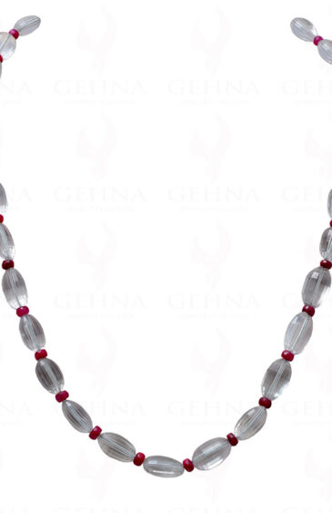 Green Amethyst & Ruby Gemstone Bead Strand Necklace NS-1048