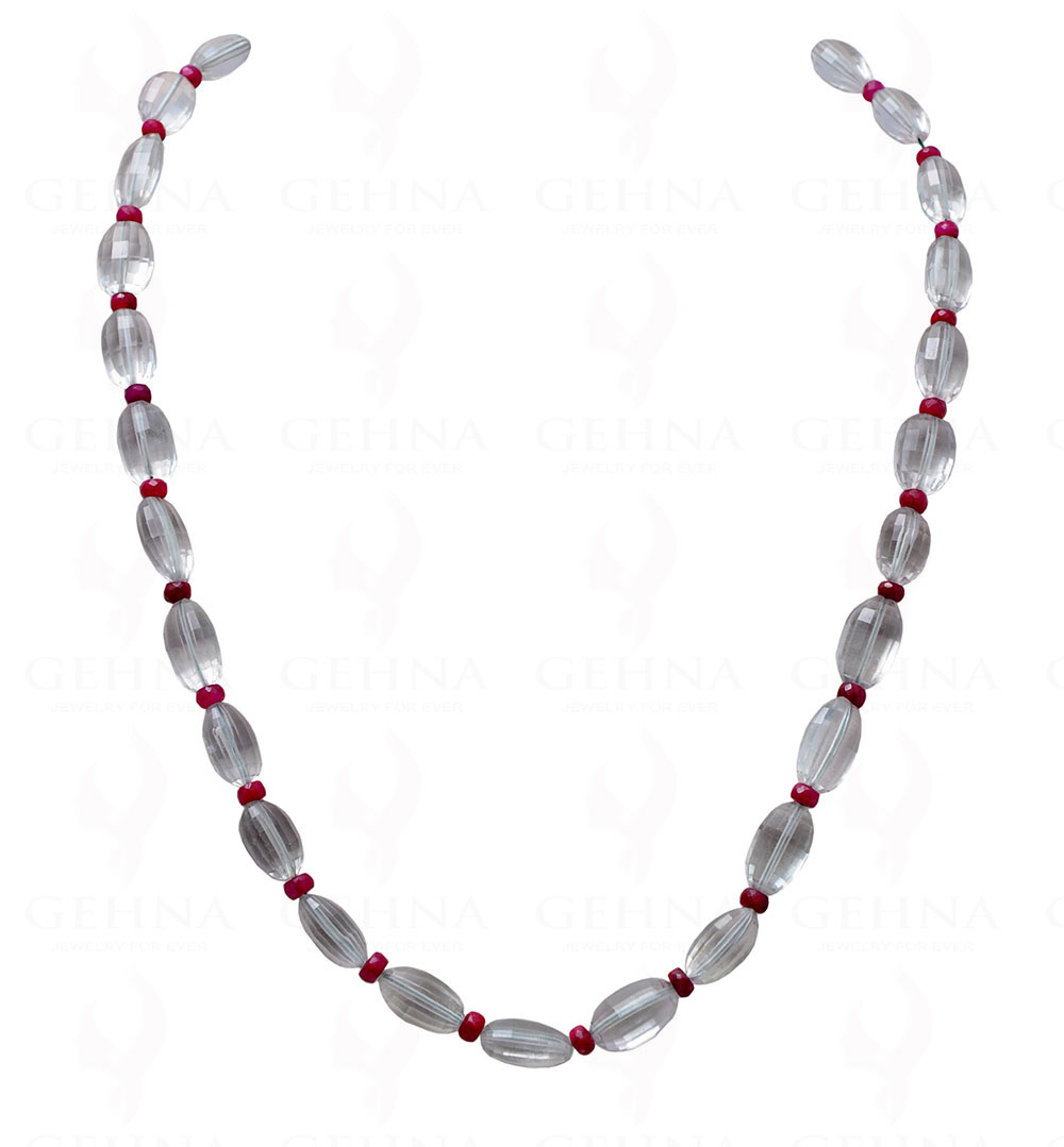 Green Amethyst & Ruby Gemstone Bead Strand Necklace NS-1048