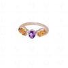 Citrine & Amethyst Gemstone Studded 925 Sterling Silver Ring SR-1048