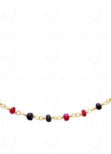 Ruby, Sapphire Precious Gemstone Bead Chain Linked In .925 Sterling Silver CP-1048