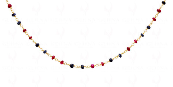 Ruby, Sapphire Precious Gemstone Bead Chain Linked In .925 Sterling Silver CP-1048