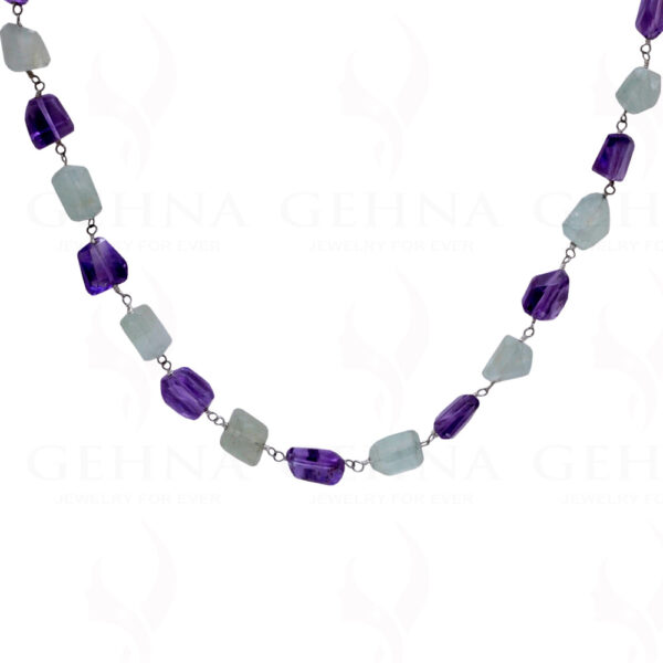 28" Amethyst Aquamarine Tumble Chain In .925 Sterling Silver CS-1048