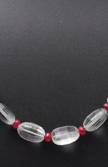 Green Amethyst & Ruby Gemstone Bead Strand Necklace NS-1048