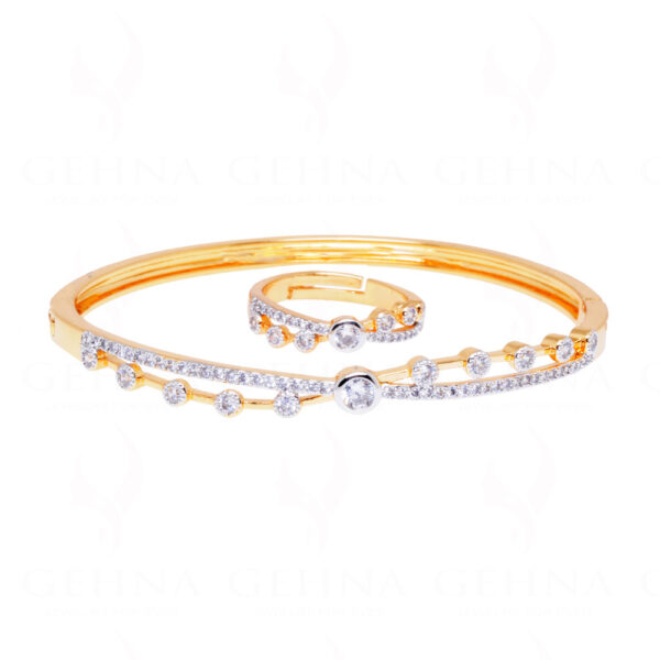 Combo Offer - Round Shape Cubic Zirconia Studded bracelet & Ring FB-1049