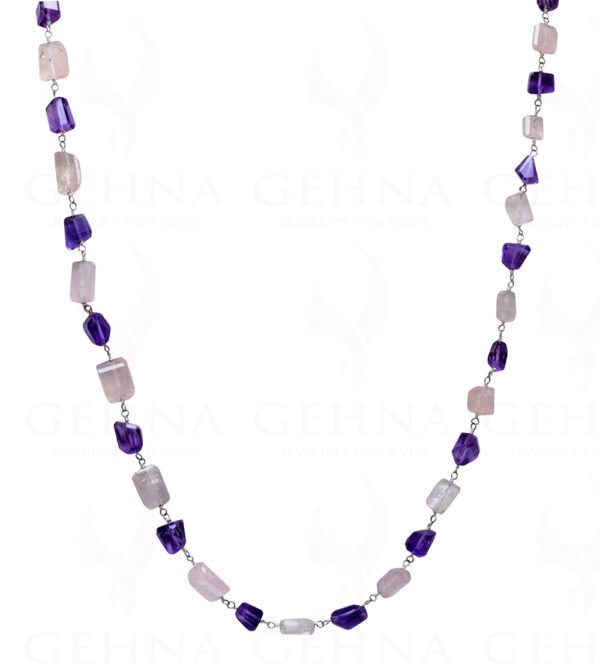 Amethyst Rose Quartz Tumble Chain In .925 Sterling Silver CS-1050