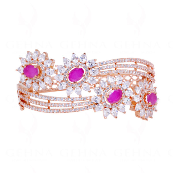 Ruby & Cubic Zirconia Studded Flower Theme Bracelet FB-1050