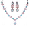 Aquamarine Stone & Simulated Diamond Studded Necklace & Earring Set FN-1050