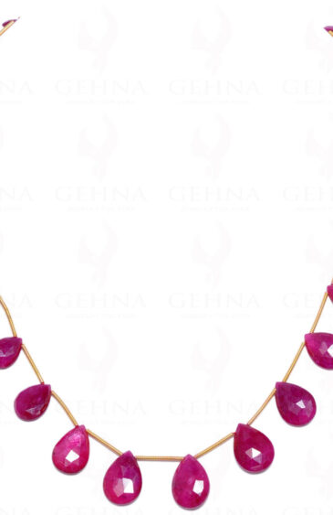 Ruby Gemstone Faceted Almond Shaped Bead Necklace NP-1050