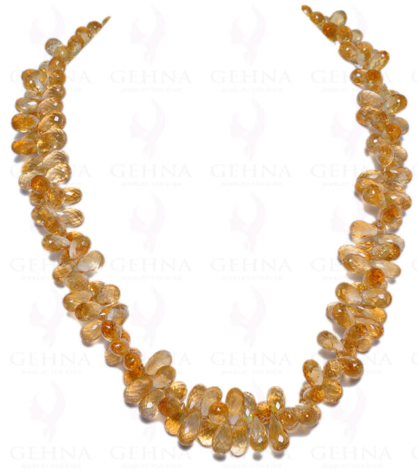 Citrine Gemstone Faceted Drop Shaped Bead Strand Necklace NS-1050