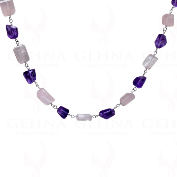 Amethyst Rose Quartz Tumble Chain In .925 Sterling Silver CS-1050