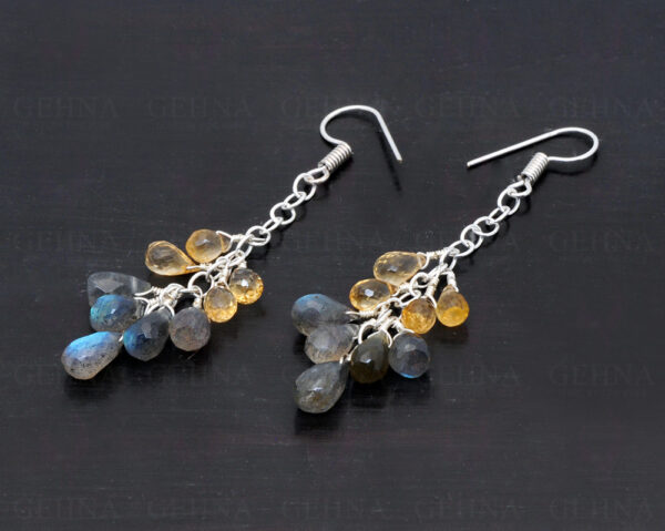 Labradorite & Citrine Gemstone Drops Earrings In .925 Sterling Silver ES-1050