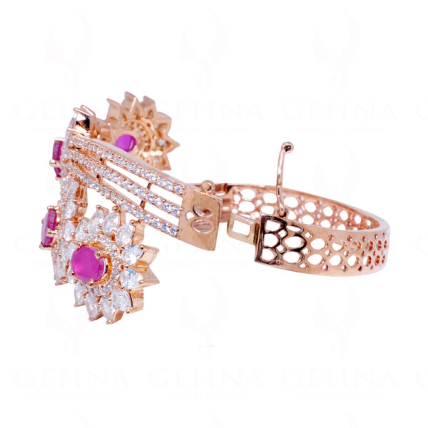 Ruby & Cubic Zirconia Studded Flower Theme Bracelet FB-1050
