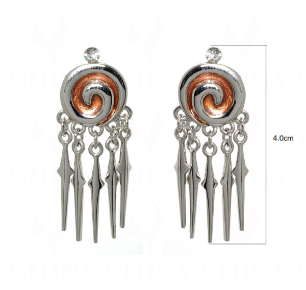 Zircon Studded Spiral Shape Silver Plated Earrings FE-1050
