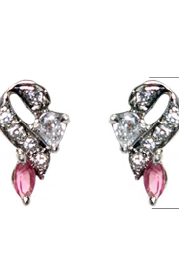Pink Tourmaline & Cubic Zirconia Studded Pendant & Earring Set FP-1050
