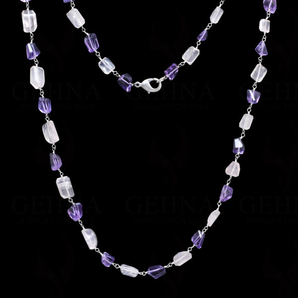 Amethyst Rose Quartz Tumble Chain In .925 Sterling Silver CS-1050