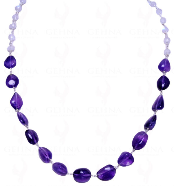 Moonstone Amethyst Gemstone Chain In .925 Sterling Silver CS-1051