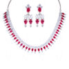 Top Quality Ruby & Simulated Diamond Studded Beautiful Necklace Set FN-1051