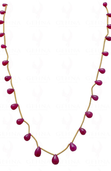 Ruby Gemstone Cabochon Drops Necklace NP-1051