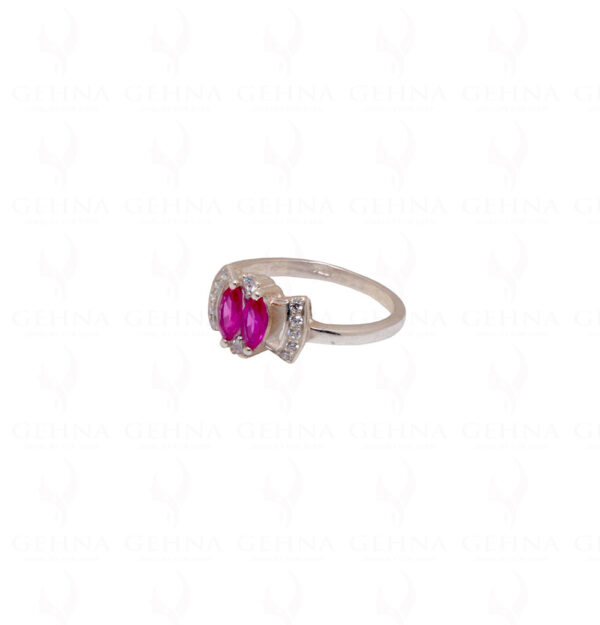 Ruby & Topaz Gemstone Studded 925 Sterling Silver Ring SR-1051