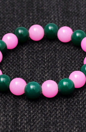Green Onyx & Rose Quartz Gemstone Beaded Flexible Bracelet BS-1051