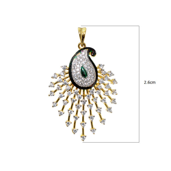 Classy Cubic Zirconia & Green Onyx Studded Pendant & Earring Set FP-1051